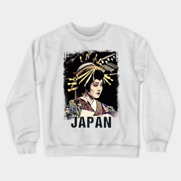 Traditional Geisha Kimono Vintage Japanese Art Crewneck Sweatshirt by Naumovski